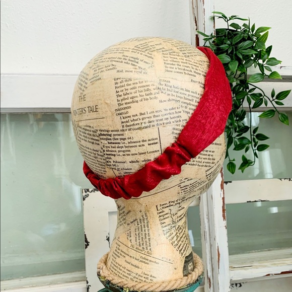 Red Sateen Turban Headband - Picture 2 of 3